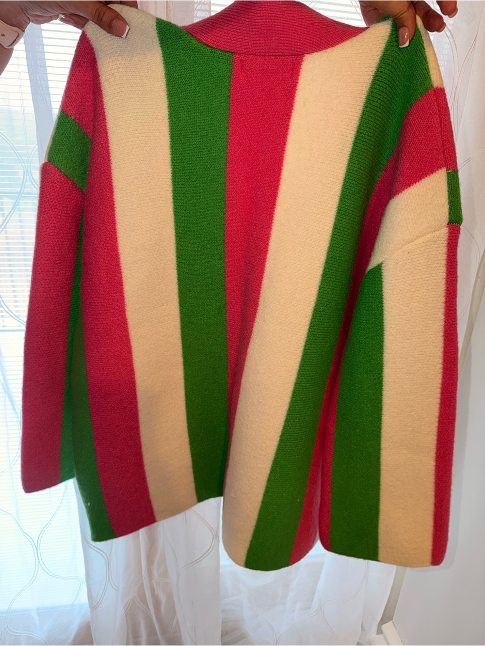 Pink, Green and Cream Striped Sweater - Picture 2 of 2